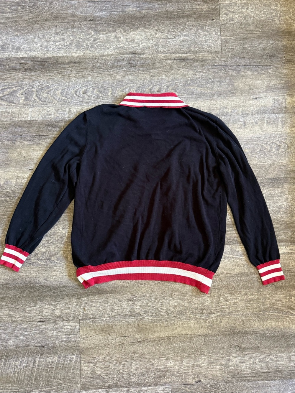Black Bee Embroidered Knit Cardigan with Red Trim - Picture 4 of 4